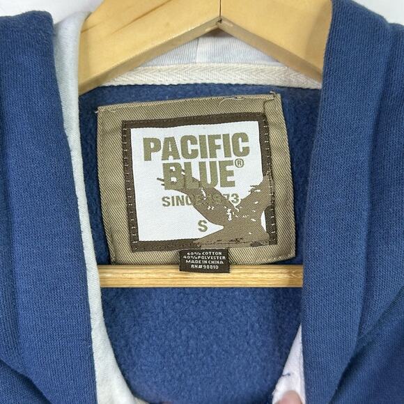 PACIFIC BLUE Blue Eagle Full Zipper Hoodie Jacket Size Small - Picture 7 of 10
